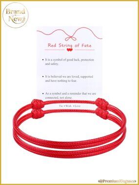Set of 2 Red String Bracelets, Adjustable Kabbalah Protection, Waterproof, Men